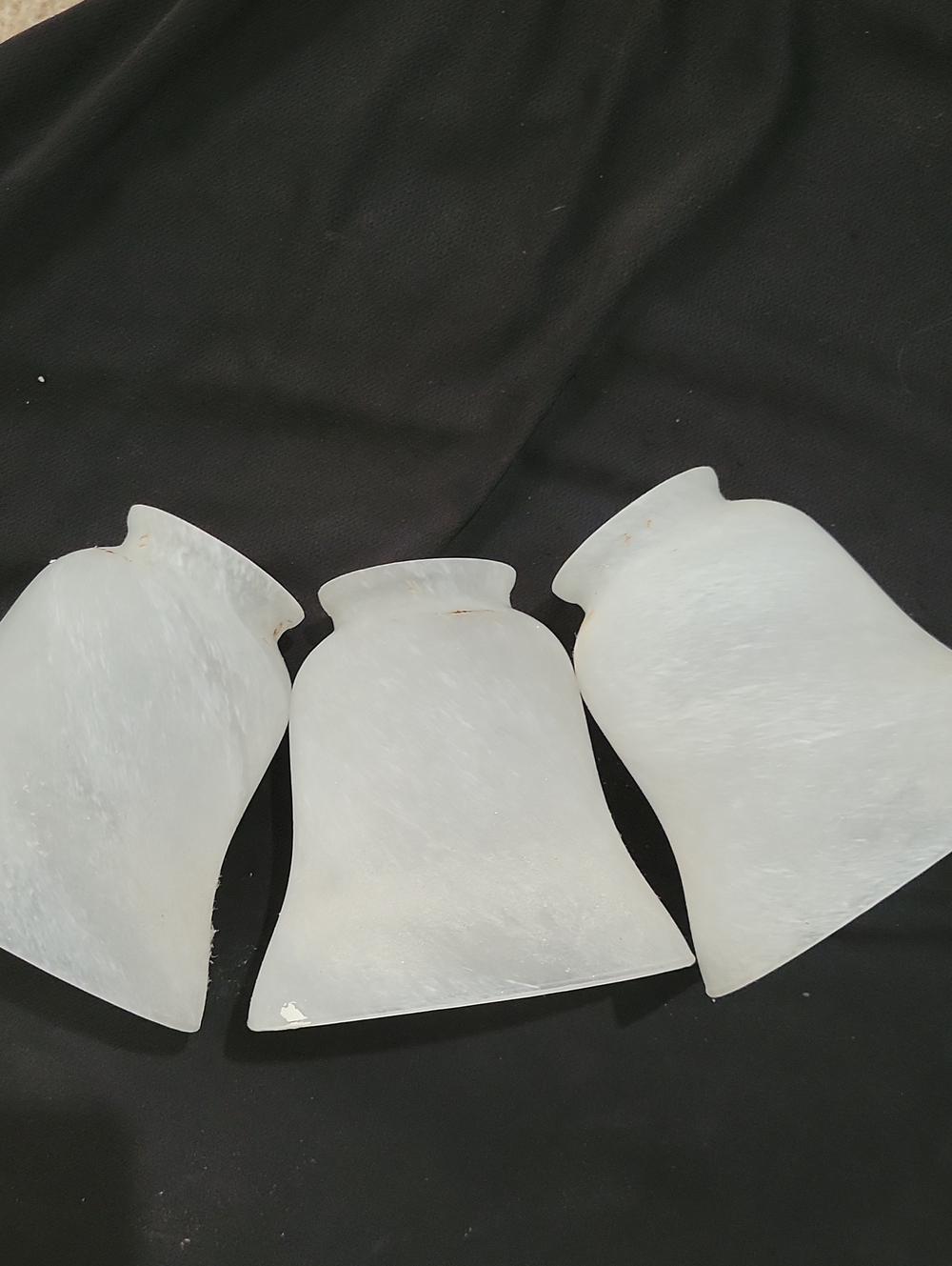 Set of Three White Frosted Glass Light Shades